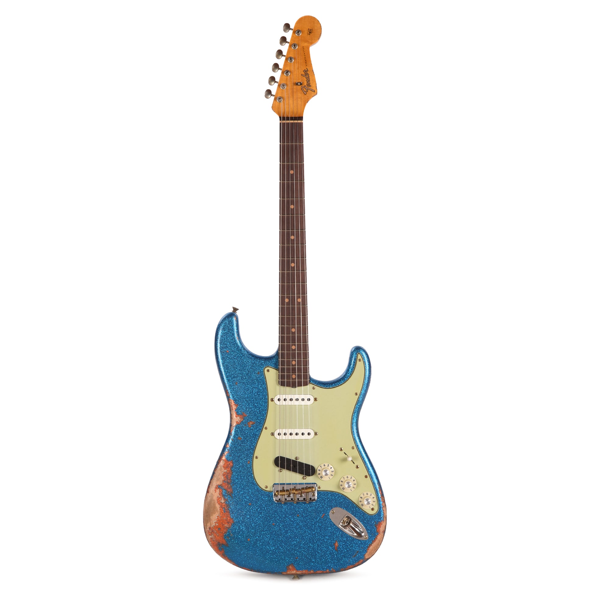 Fender Custom Shop Limited Edition Hotshot Stratocaster Aged Lake Placid Blue Sparkle over Aged Candy Tangerine Sparkle Heavy Relic