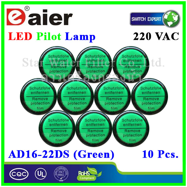 หลอดไฟ Pilot Indicator Lamp LED 220VAC เขียว 10 Pcs.