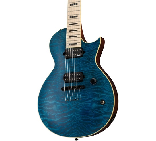 ESP LTD Zach Householder ZH-7 Baritone Electric Guitar - Black Aqua Satin