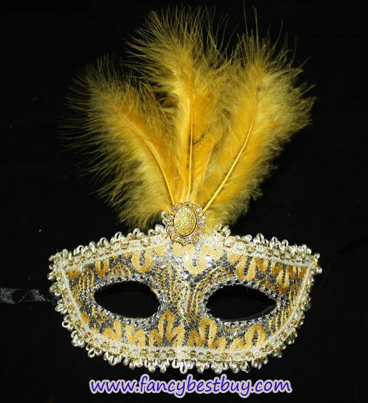 หน้ากากแฟนซี, หน้ากากปาร์ตี้ ประดับเพชรและขนนก สำหรับประกอบชุดไปงานปาร์ตี้ ขนาด 24 * 11 ซม. มีหลายสี