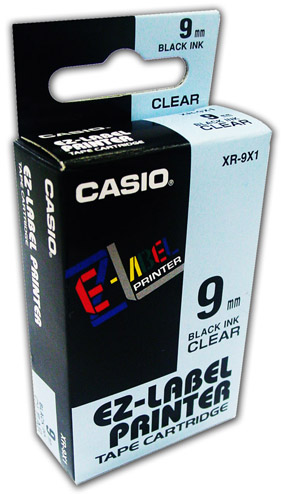 เทปพิมพ์อักษร Casio XR-12X1 - 9 mm. ตัวอักษรดำพื้นใส