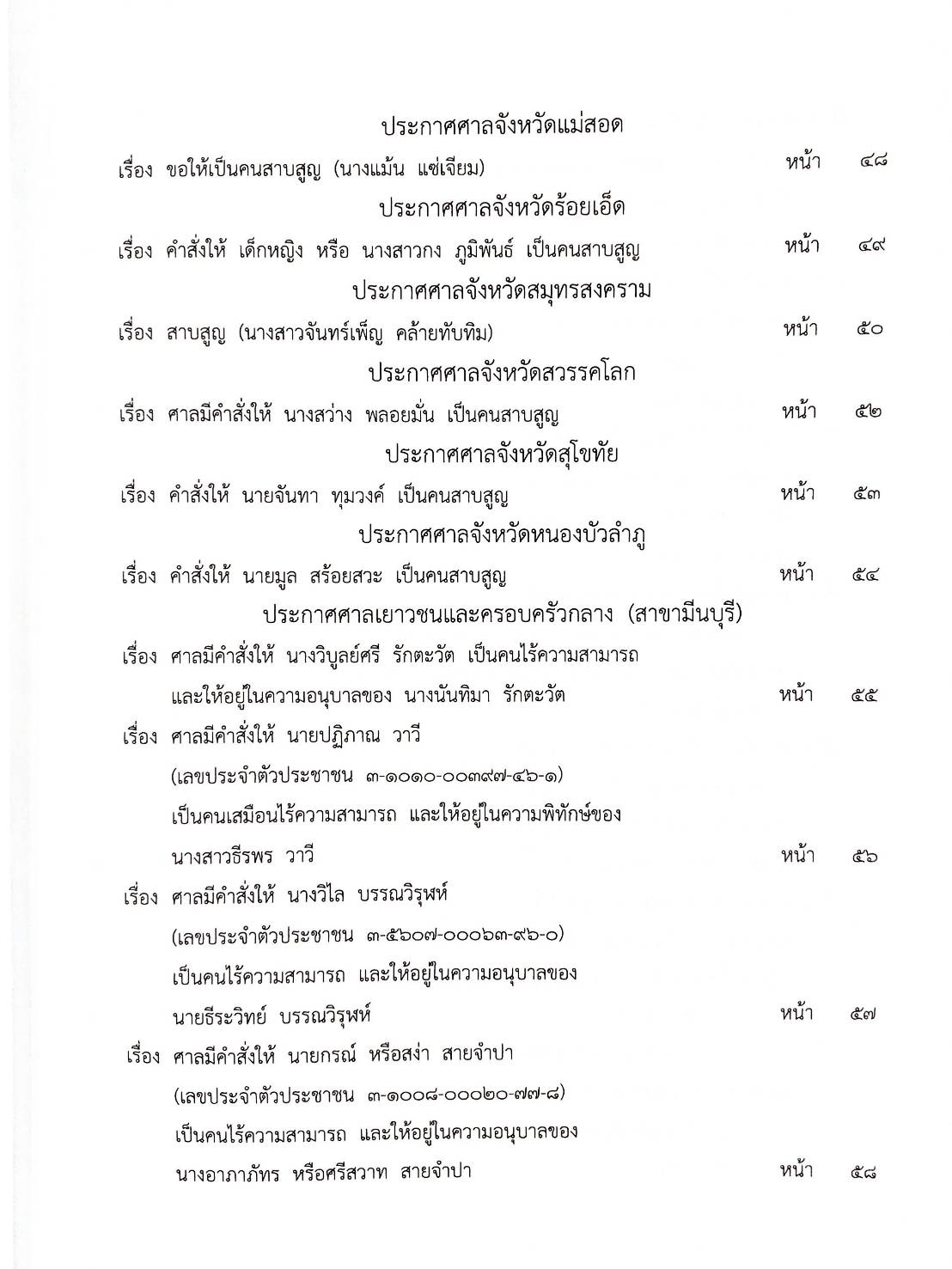 กฎหมายออกใหม่ 51/65 ประกาศกระทรวงมหาดไทย การพ้นตำแหน่งฯ ประกาศธนาคารออมสิน ปรับเปลี่ยนชื่อสำนักงานฯ ประกาศศาลเยาวชนและครอบครัวจังหวัด..
