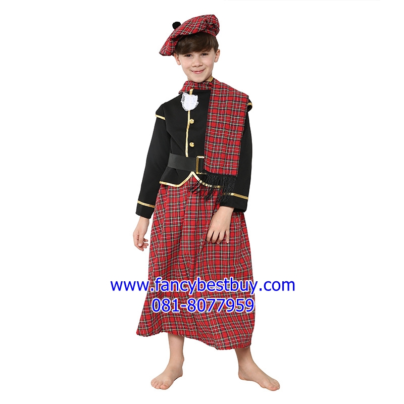 ชุดประจำชาติสกีอตแลนด์ Scotland Costume มีขนาด XS 100-110, S 110-120, L135-145