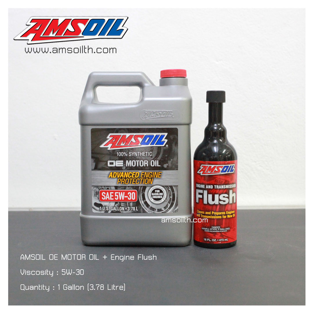 AMSOIL OE 5W30 Synthetic Motor Oil Gallon + Amsoil Engine Flush