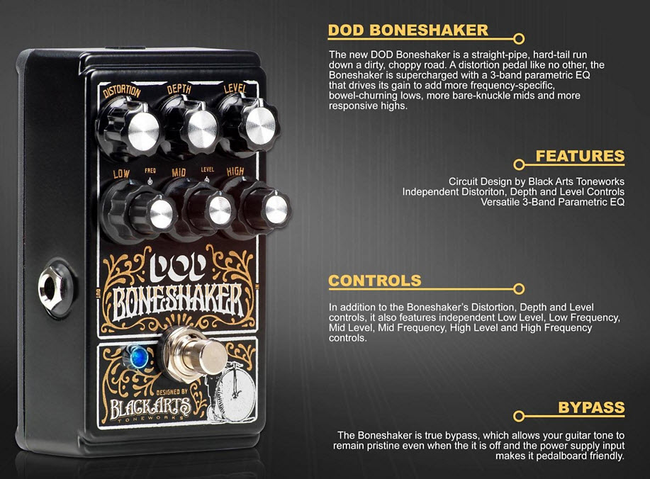 DigiTech DOD Boneshaker Distortion Guitar Effects Pedal