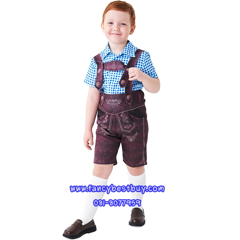 ชุดแฟนซีเด็ก ชุดประจำชาติเยอรมันนี สีฟ้า ชุดบาวาเรียน มีขนาด S110-125, M 125-140, L140-150 (รวมถุงเท้า)
