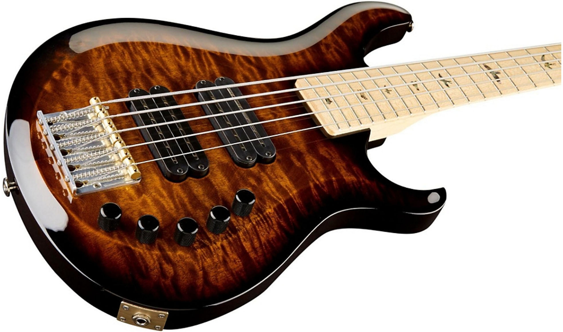 PRS Grainger Quilt Top 5 String Electric Bass Guitar with Maple Fretboard Black Gold Burst