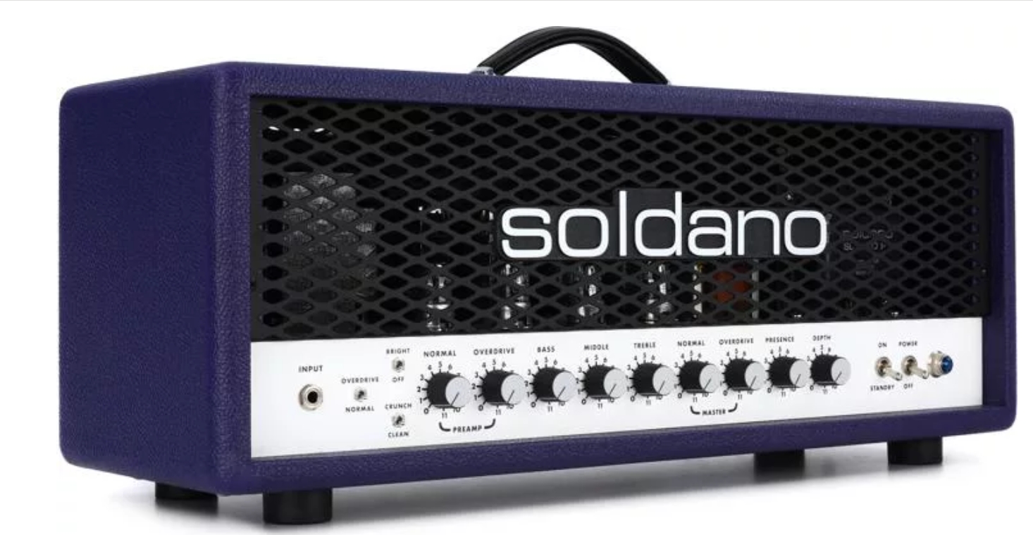 Soldano SLO-100 Super Lead Overdrive 100-watt Tube Head -Black With Metal Grille,Purple Tolex,Snake Skin Tolex