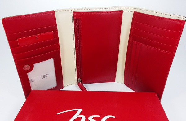 กระเป๋าสตางค์ bsc แดงมะเหมี่ยว-ครีม ใหม่ แท้