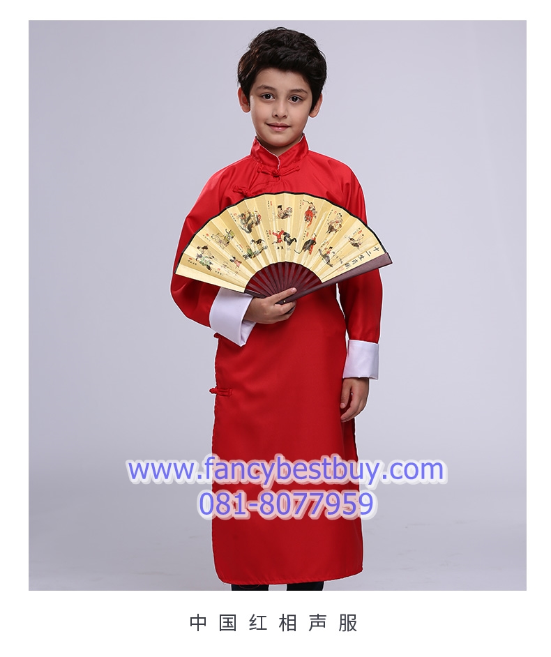 ชุดประจำชาติจีน ชุดเจ้าพ่อเซียงไฮ้ สำหรับ เด็กชาย สีแดง มี ขนาด 120
