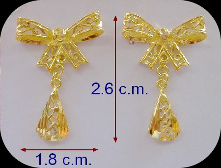 ต่างหู ทองแท้ 90% ลายโบว์ตุ้งติ้ง