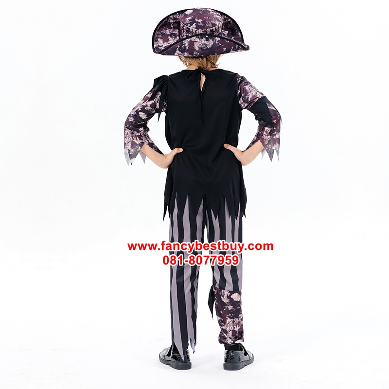 ชุดแฟนซีเด็ก ชุดโจรสลัด ชุดฮาโลวีนโจรสลัดโครงกระดูก มีขนาด S110-120, M 120-130, L 130-140, XL 130-140