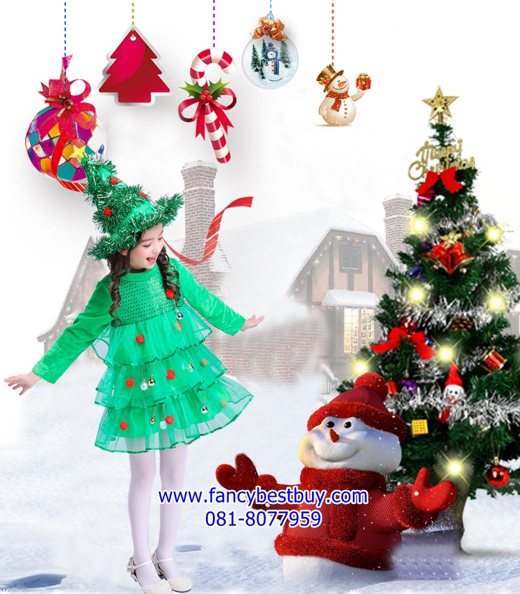 ชุดคริสมาส แบบชุดต้นคริสมาส Christmas Tree Costume สำหรับ เทศกาลวันคริสมาส ขนาด 110
