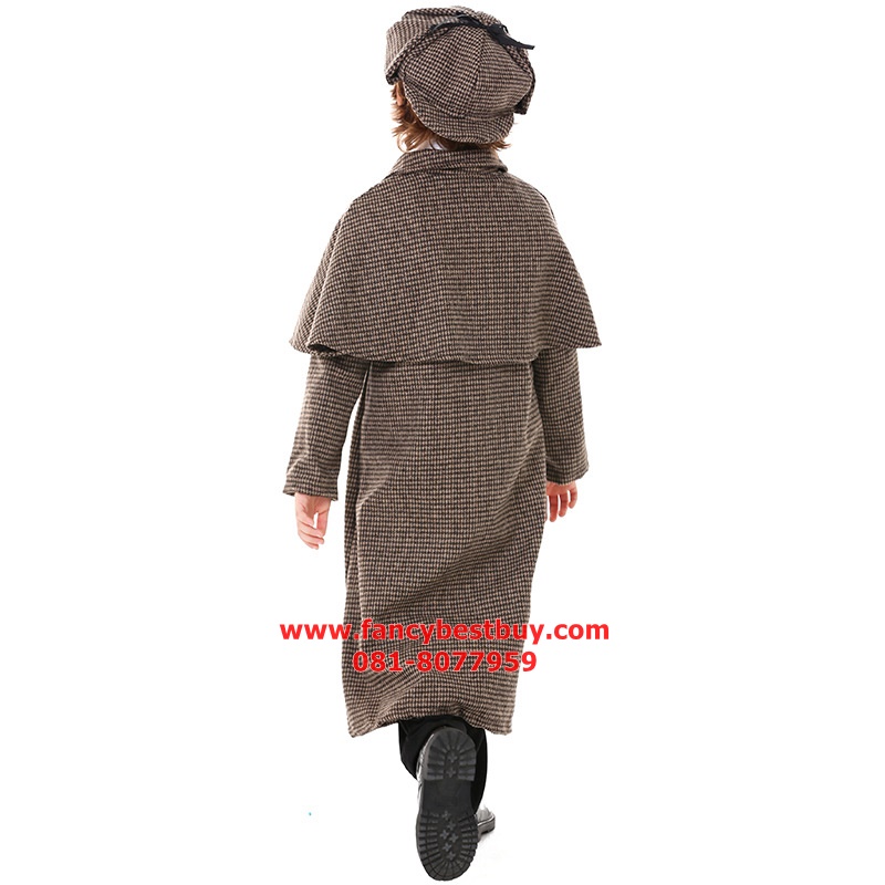 ชุดแฟนซีเด็ก ชุดเชอร์ล็อคโฮล์มส์ Sherlock Holmes มีขนาด S(105-120), M(120-135), L(135-150) รวมหมวก ผ้าสีแดง แว่นตา