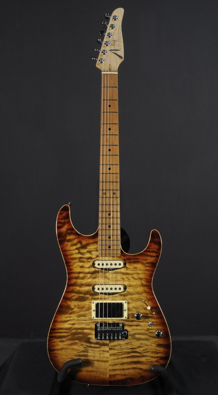 Tom Anderson Drop Top - Light Tiger Eye Burst w/ Binding