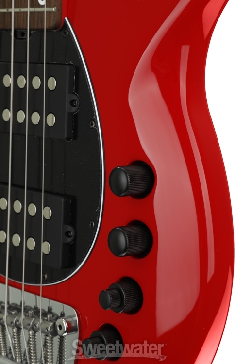 Ernie Ball Music Man Bongo 6 HH, Sweetwater Exclusive - Chili Red w/Black Pickguard