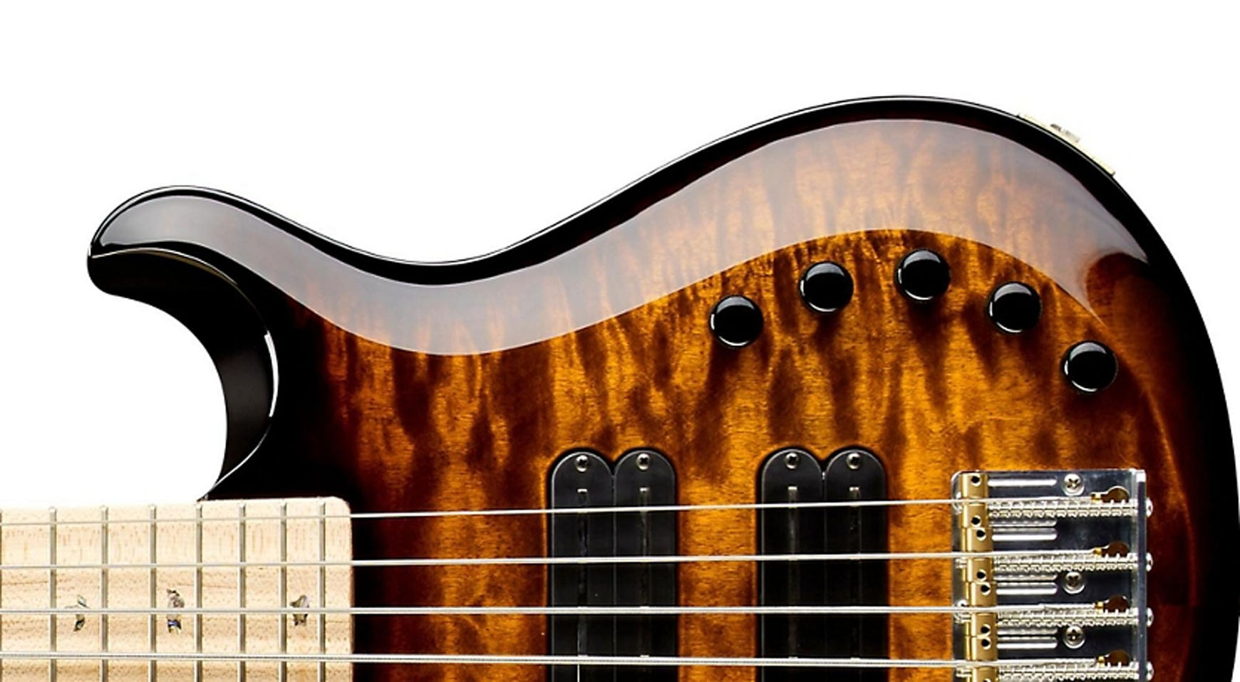 PRS Grainger Quilt Top 5 String Electric Bass Guitar with Maple Fretboard Black Gold Burst