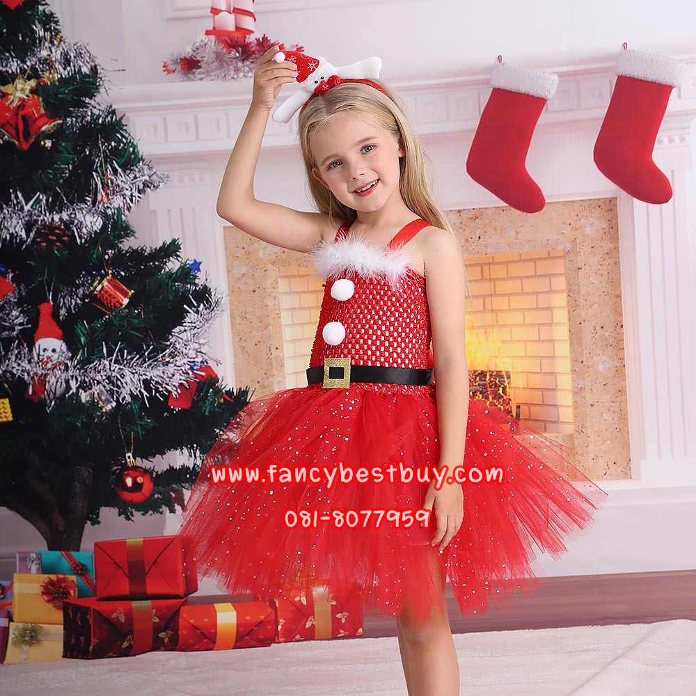 ชุดแซนตี้ Santy สำหรับแฟนซีวันคริสมาส มี ขนาด M 100-110, L 110-120, XL 120-140