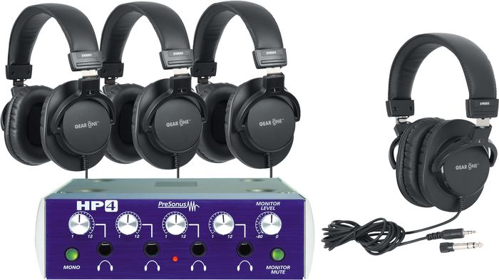PreSonus HP4 Headphone Amp with 4 Headphones