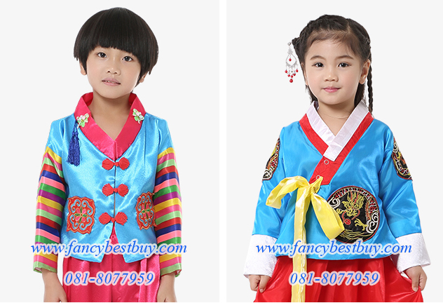 ชุดประจำชาติเกาหลี ชุดคู่เด็กชายและเด็กหญิง มี ขนาด 100, 110, 120, 130