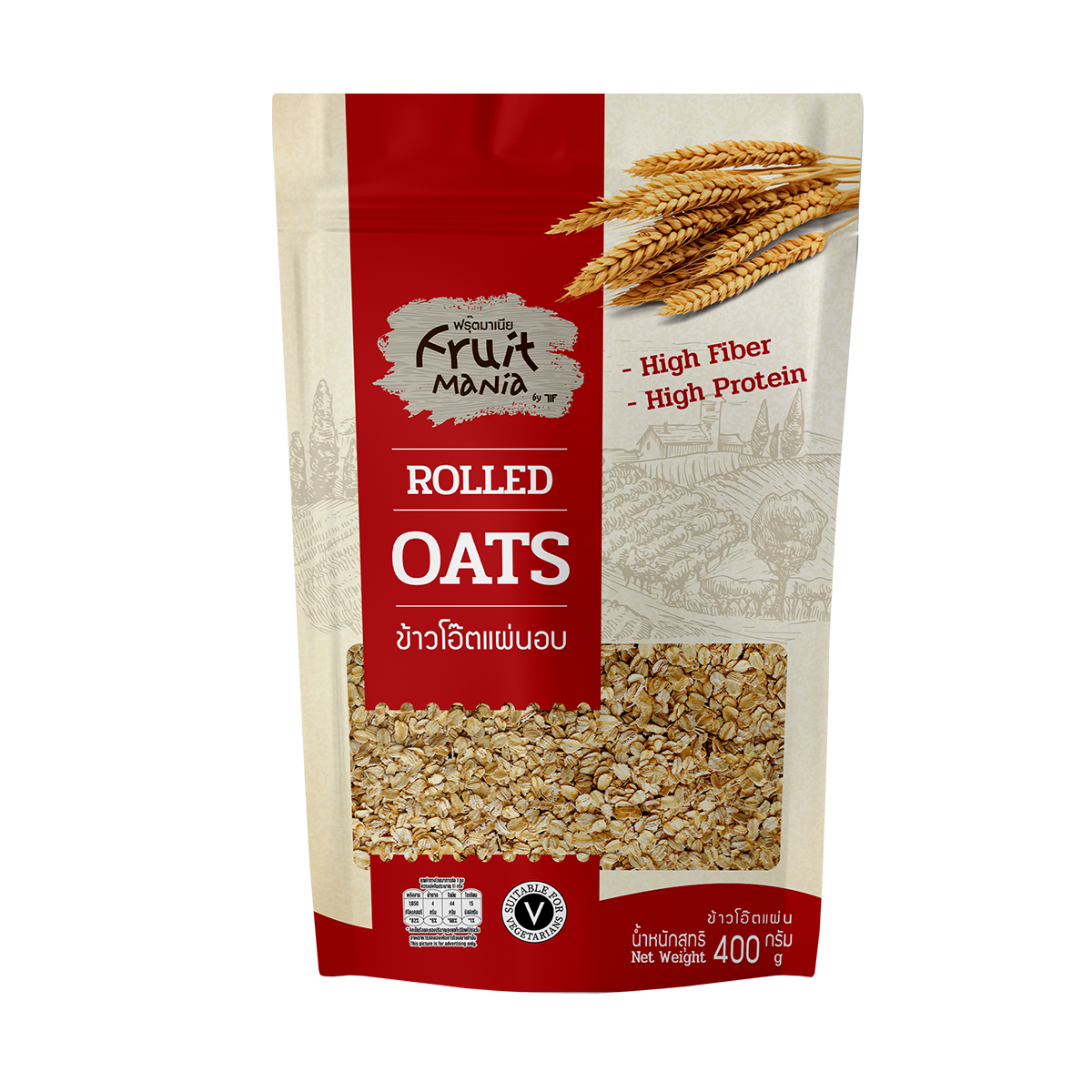 FruitMania ฟรุ๊ตมาเนีย ข้าวโอ๊ตแผ่นอบ 400 กรัม Rolled Oats