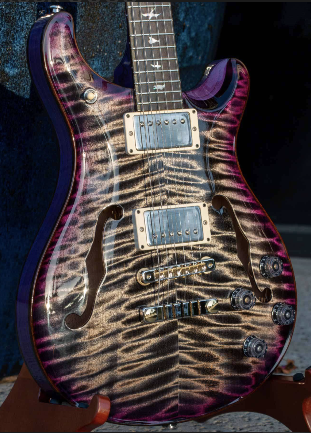 PRS Private Stock 9065 McCarty 594 Hollowbody II Curly Maple Top Brazilian Rosewood Board Charcoal Purple Burst