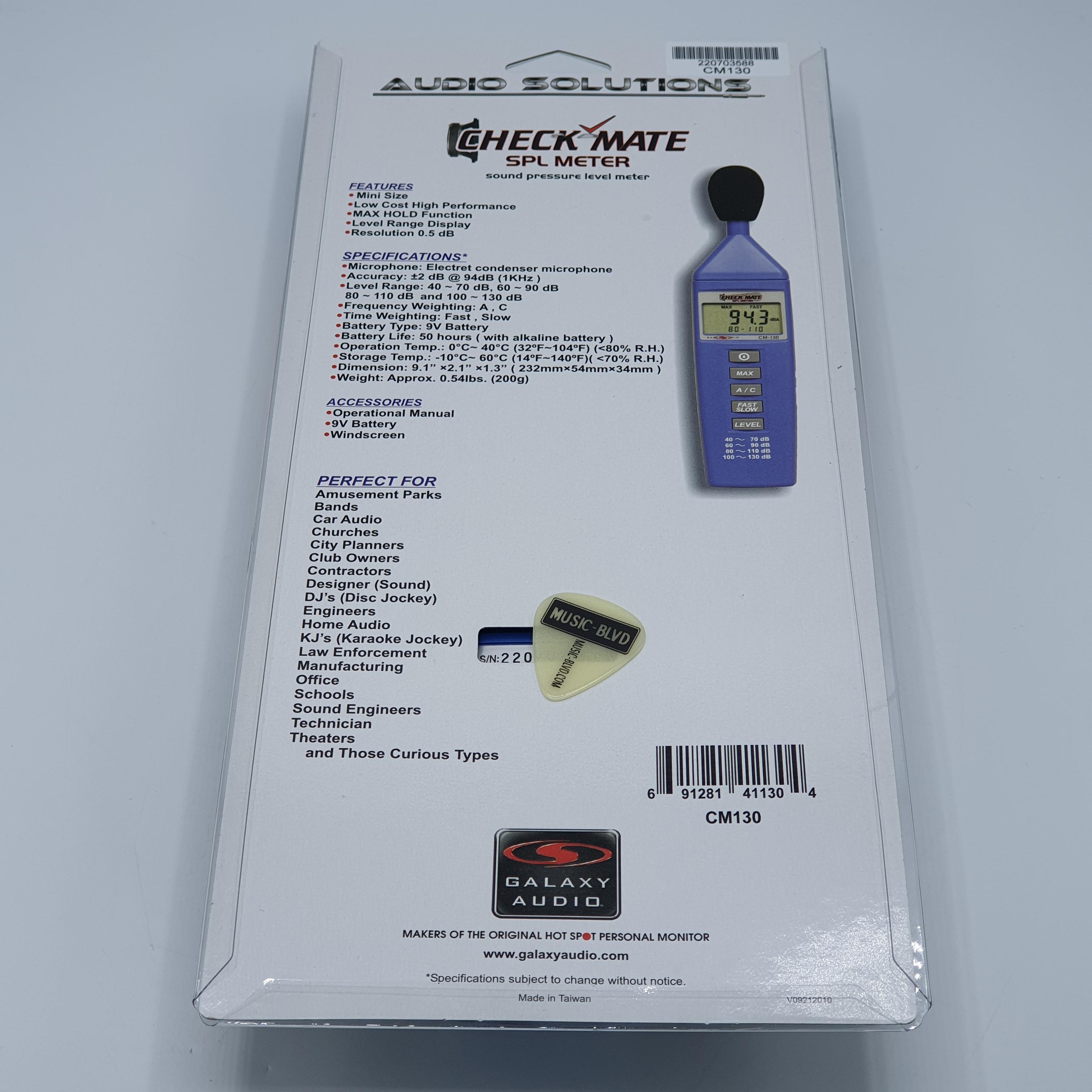 Galaxy Audio CM-130 Check Mate SPL Meter