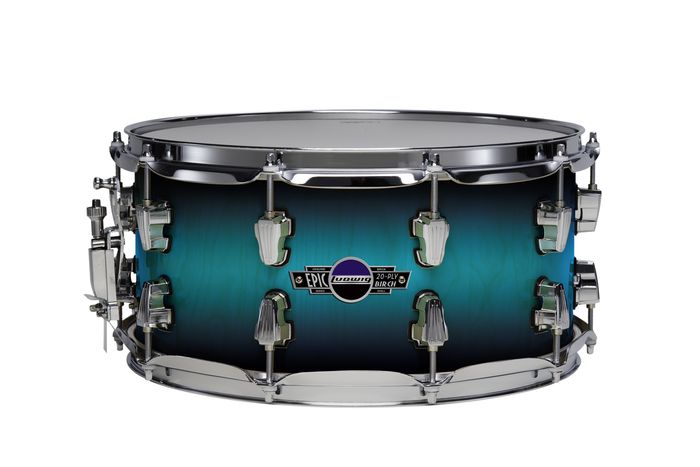 Ludwig Epic Brick 20-ply Birch Snare Drum Aqua Burst7x14