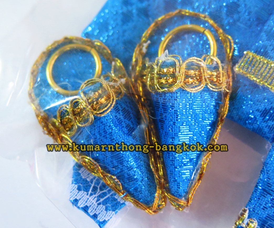 ชุดกุมารทอง แบบถวาย สีฟ้า (Setพร้อมรองเท้า) ขนาดสูง 7.5นิ้ว แขนกว้าง 5นิ้ว ลำตัว 2.5นิ้ว