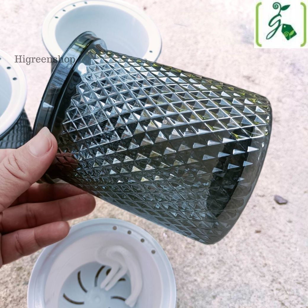 กระถางต้นไม้แบบใส เก็บน้ำได้ รดน้ำอัตโนมัติ กระถาง2ชั้น จำนวน 1 ใบ