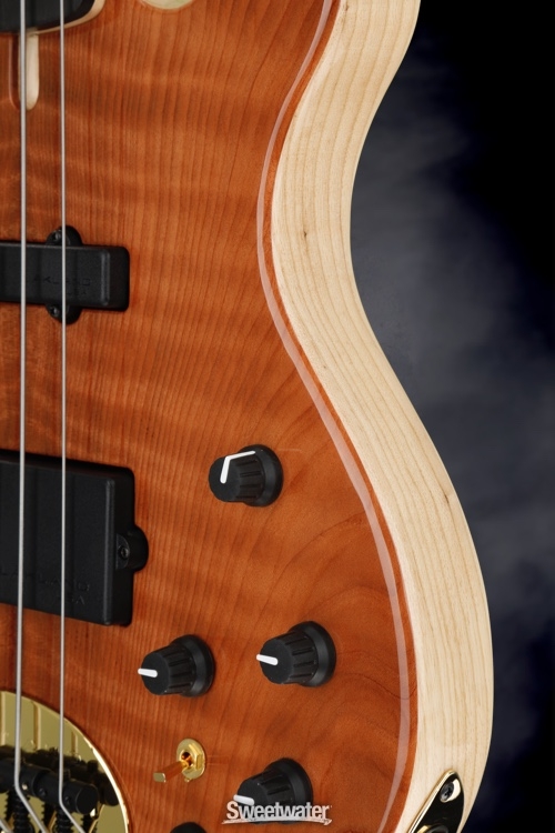 Lakland 55-94 Deluxe, Exotic Top - Curly Redwood with Ebony fingerboard