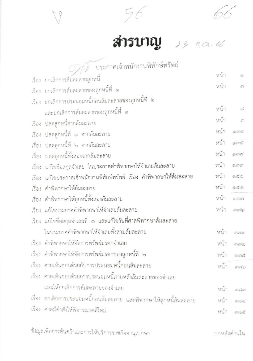 กฎหมายออกใหม่ ตอนที่ 56/66 19 ประกาศเจ้าพนักงานพิทักษ์ทรัพย์