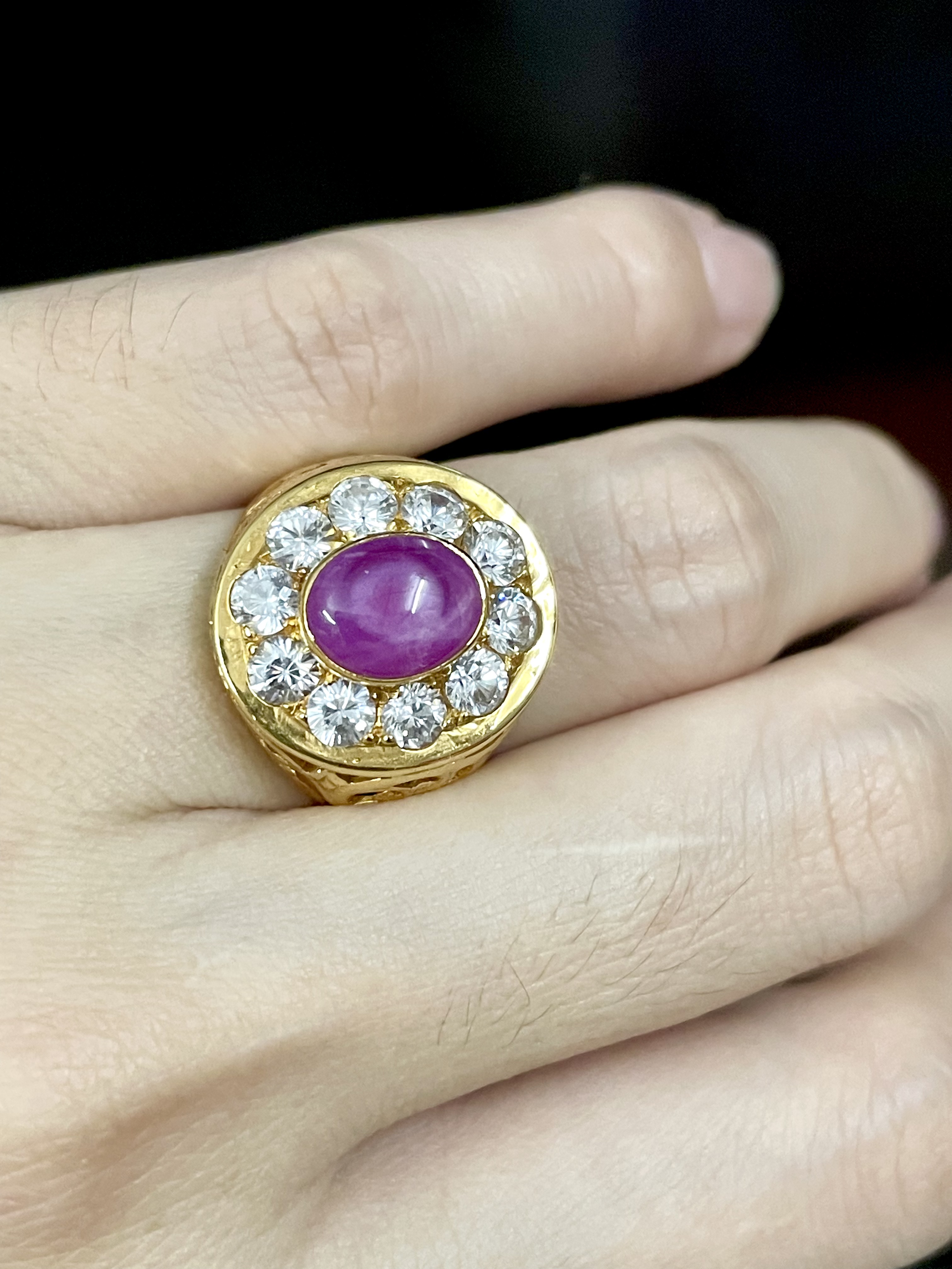 แหวนลิลลี่สตาร์ล้อมเพชรรัสเซีย ทองแท้