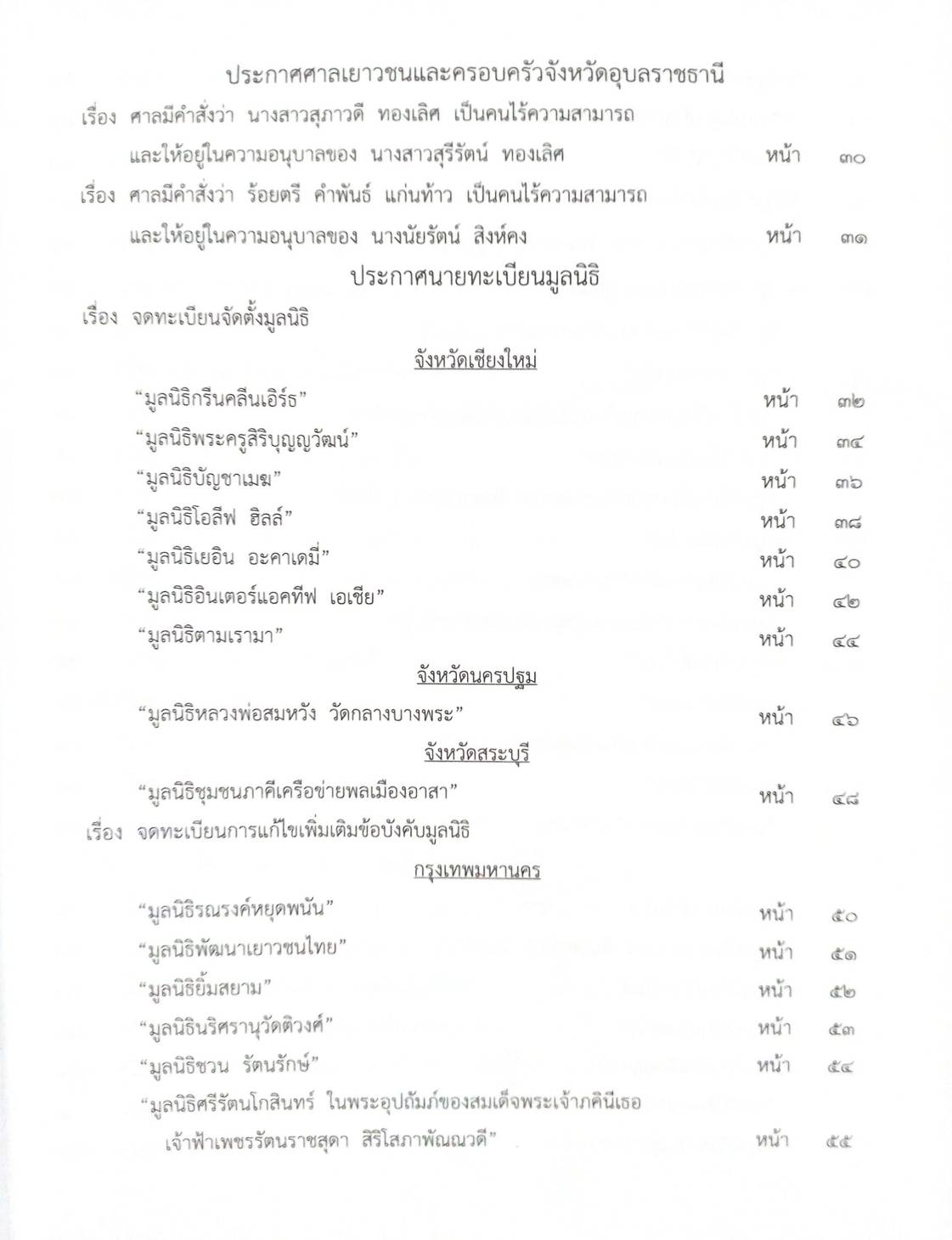 กฎหมายออกใหม่ 48/63 ระเบียบเทศบาลตำบล ประกาศกระทรวงการคลัง ประกาศศาลเยาวชนและครอบครัวกลาง...