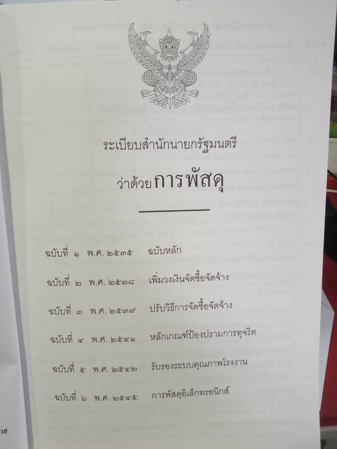 ระเบียบสำนักนายกรัฐมนตรี ว่าด้วยการพัสดุ พ.ศ.2535 ปรับปรุง พ.ศ.2546-2548