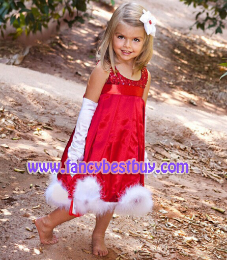 ชุดคริสมาสเด็ก สายน้อยแบบกระโปรง สีแดง Christmas Costume สำหรับ เทศกาลวันคริสมาส (ไม่มีถุงมือ) มีขนาด 90