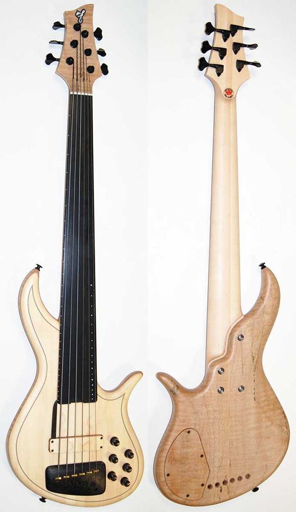 F Bass Alain Caron 6 Fretless Un-Lined / Spruce Top