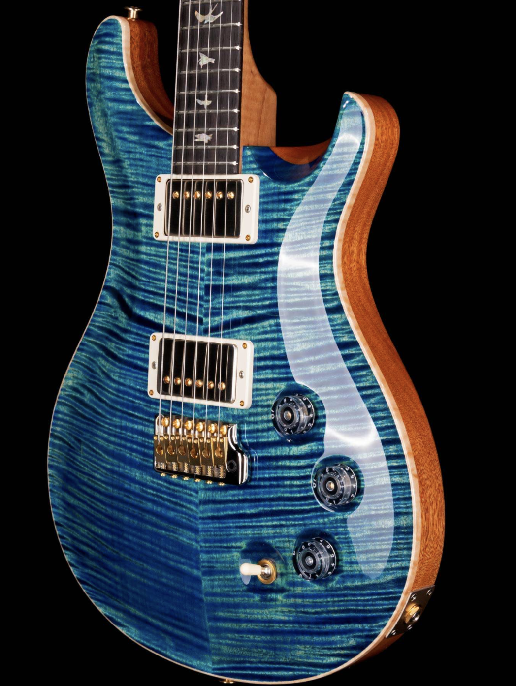 PRS Wood Library DGT Flame Maple 10 Top Brazilian Rosewood Board River Blue