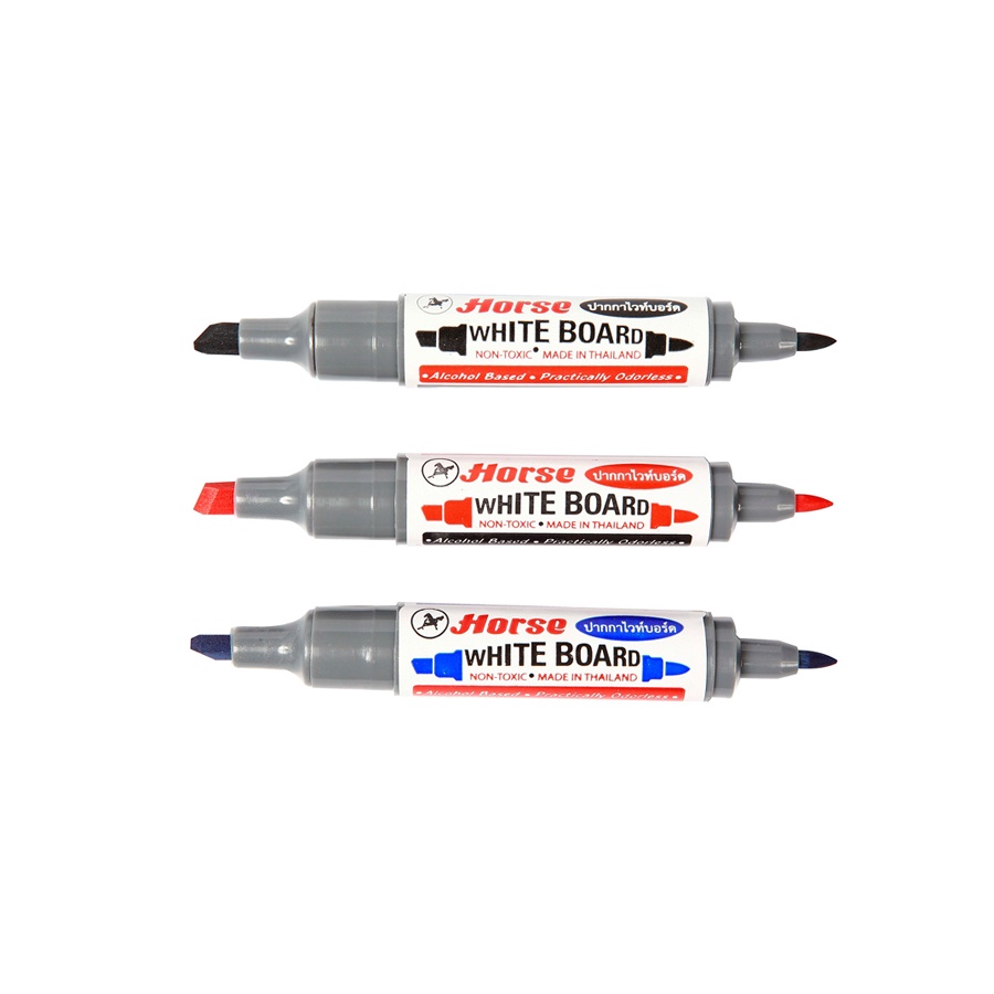 ปากกาไวท์บอร์ด 2 หัว ตราม้า ( ราคา / 1 ด้าม)