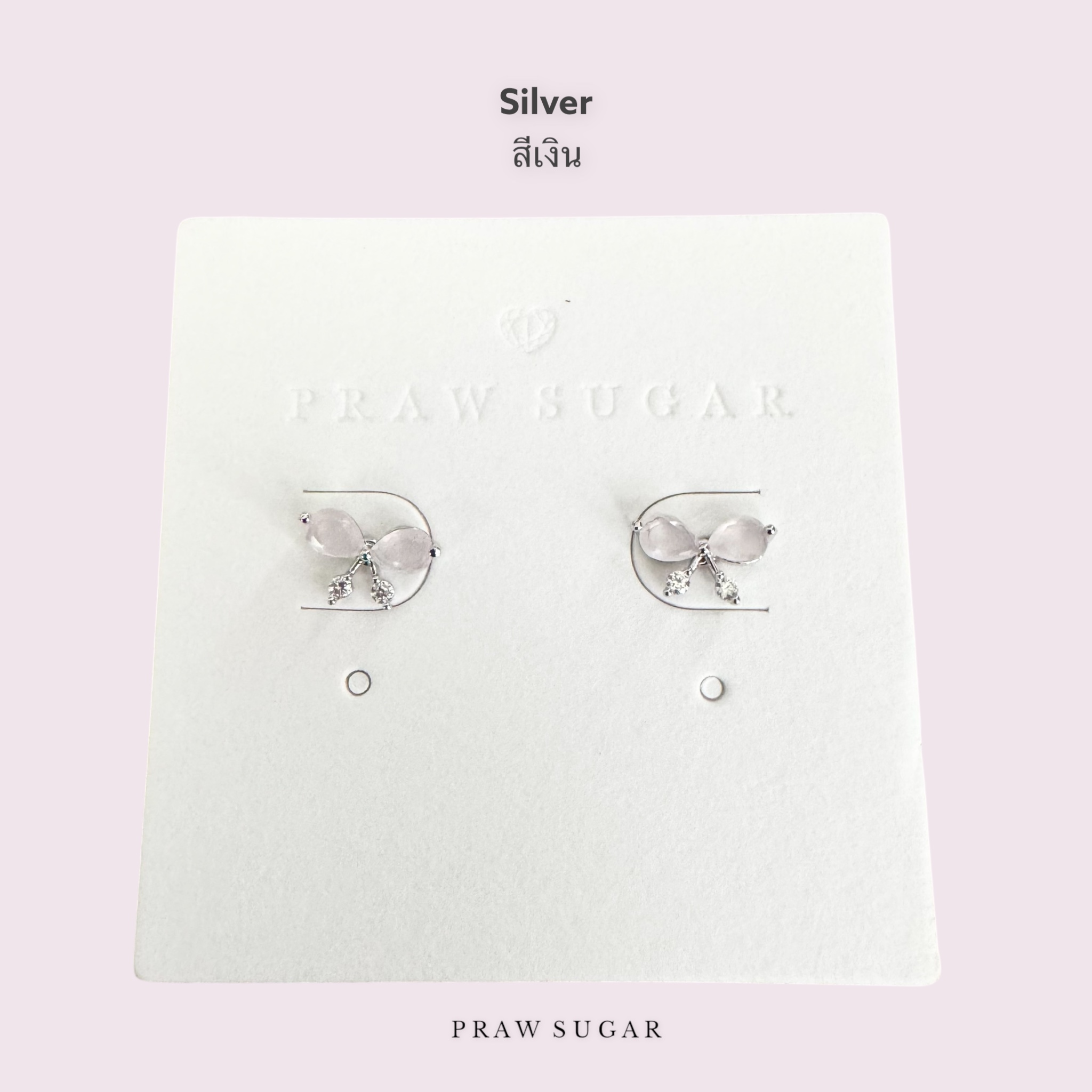 Mini Light Pink Bow Earrings - ต่างหูโบว์ชมพูอ่อนขนาดมินิ (ก้านต่างหูเงินแท้)