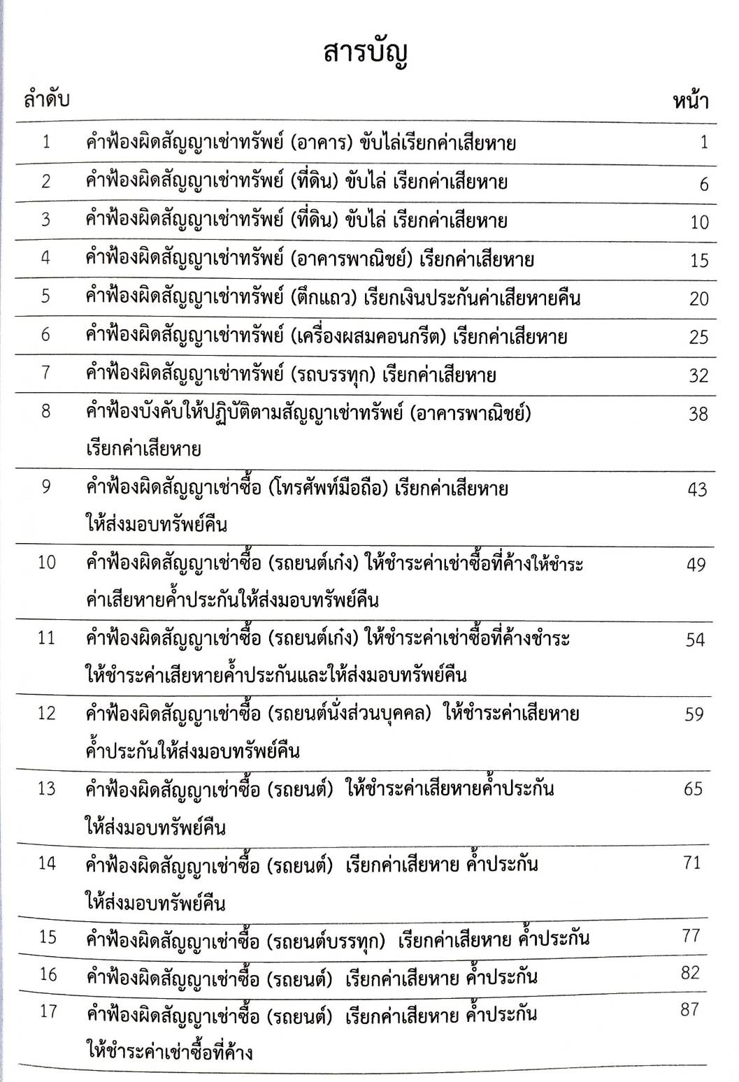 รวมคำฟ้องคดีแพ่ง เล่ม 5 เช่าทรัพย์ เช่าซื้อ จ้างแรงงาน จ้างทำของ นายหน้า ตั๋วเงิน บัตรเครดิต