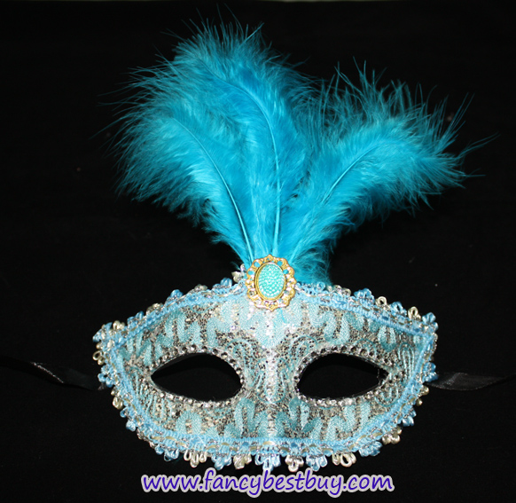 หน้ากากแฟนซี, หน้ากากปาร์ตี้ ประดับเพชรและขนนก สำหรับประกอบชุดไปงานปาร์ตี้ ขนาด 24 * 11 ซม. มีหลายสี