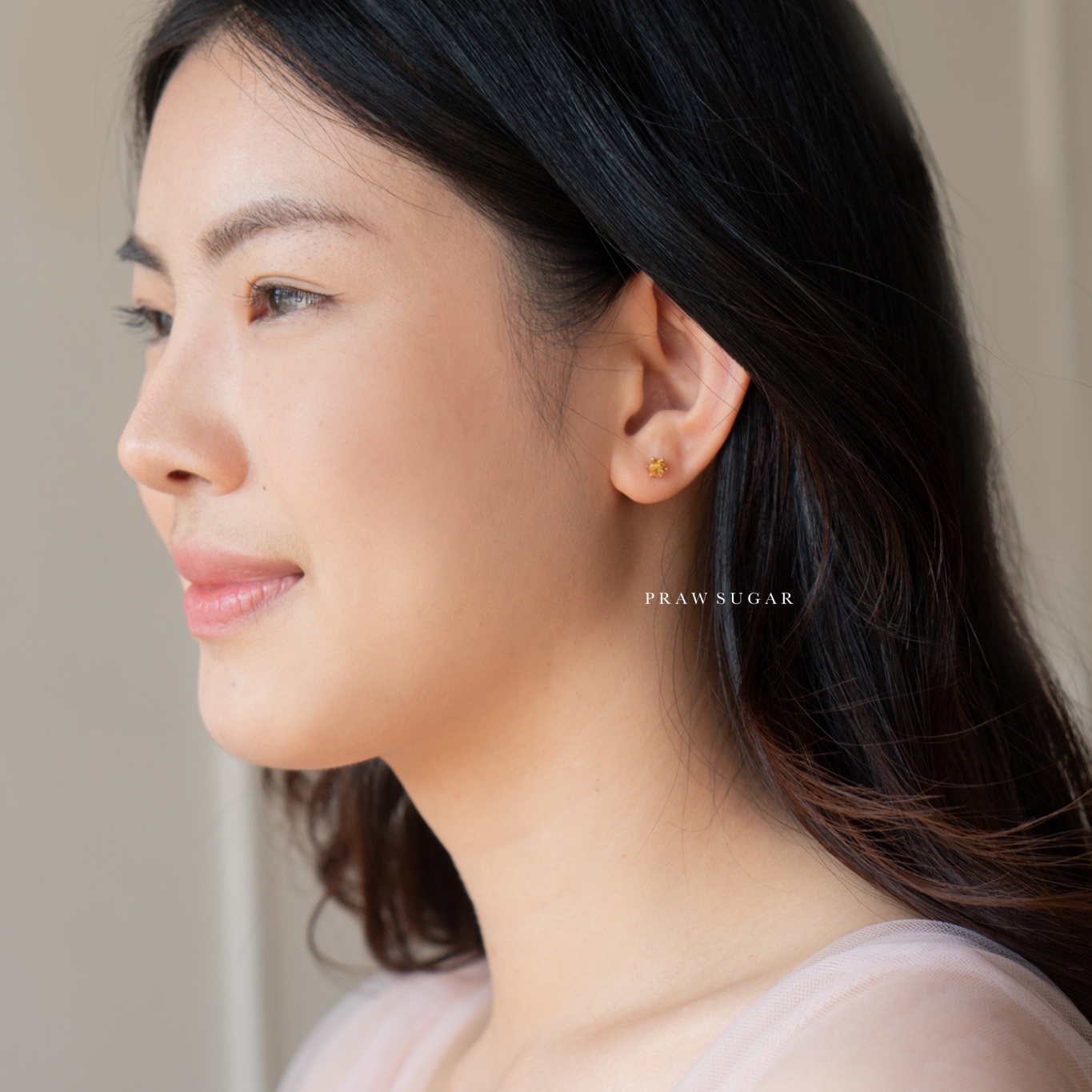Gemstone Round Stud Earrings 4mm - ต่างหูพลอยแท้ทรงกลม 4มม (เรือนเงินแท้)