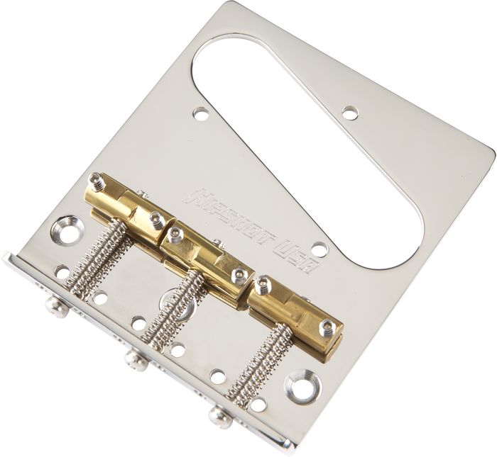 Hipshot Stainless Steel Tele Bridge 3 Hole Mount with Compensated Saddles Chrome