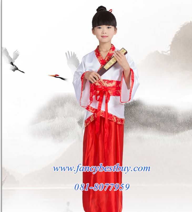 ชุดประจำชาติจีน ชุดจีนย้อยยุค ชุดบัณฑิตจีนคู่เด็กชายและเด็กหญิง มี ขนาด 110, 120, 130