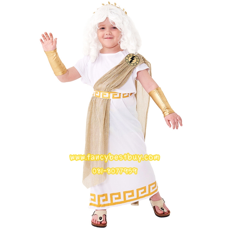 ชุดโพเซดอน ชุดแฟนซีเด็ก ชุดเทพเจ้ากรีก Poseidon Gold of Sea (ไม่รวมวิกผม+เครา) ขนาด XS 95-110, S 110-125, M 125-140, L 140-150