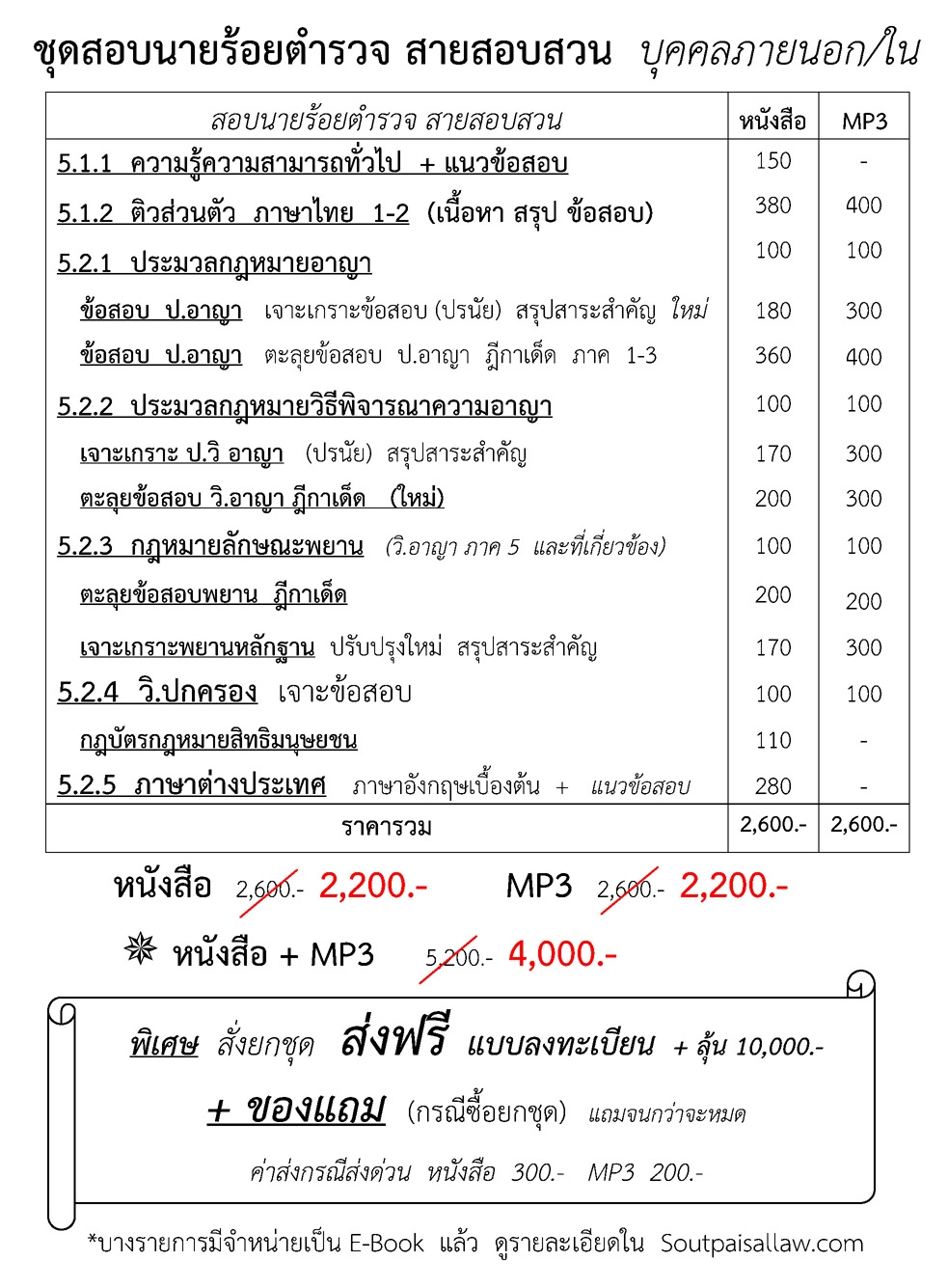 ชุดสอบนายร้อยตำรวจ สอบสวน บุคคลภายนอก และภายใน