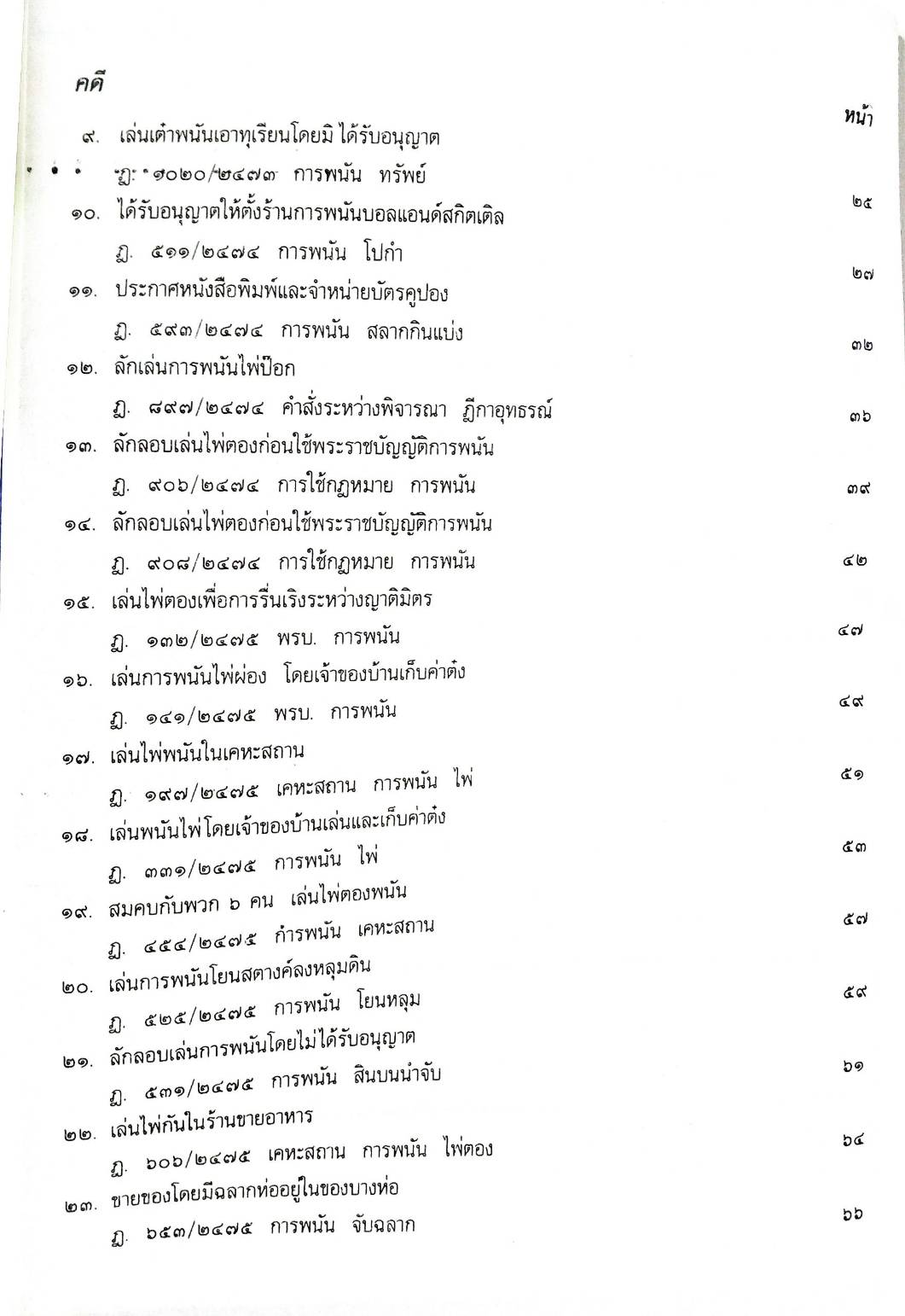 108 คดีการพนัน : ไพ่ผ่อง ไพ่ป๊อก การพนันขันต่อ (หนังสือเก่า มือ1)