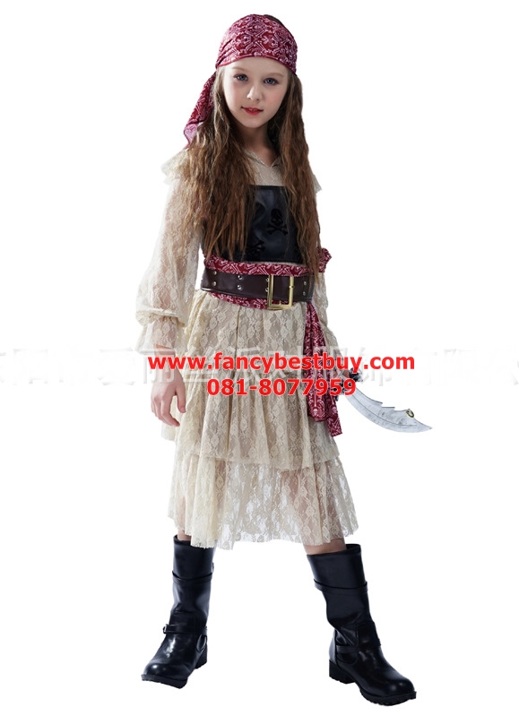 ชุดแฟนซีเด็ก ชุดโจรสลัดหญิง Pretty Pirate Girl มี ขนาด S 105-120, M 120-135, L 135-150