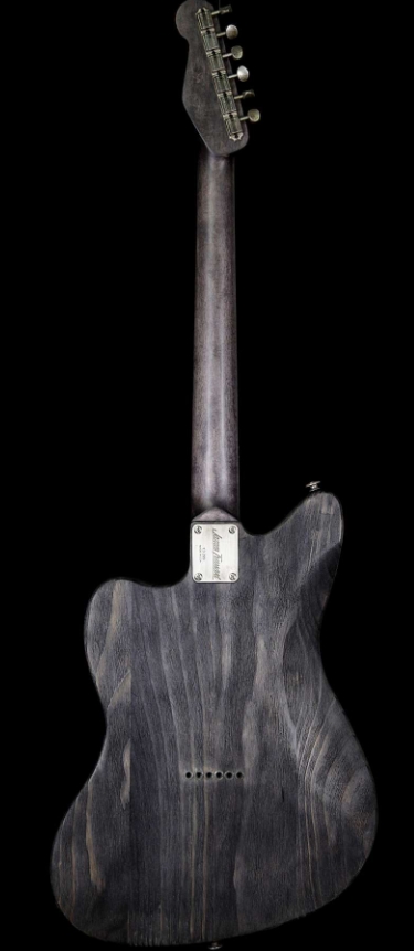 JAMES TRUSSART STEELTELEMASTER ANTIQUE SILVER GATOR ENGRAVED DRIFTWOOD FINISH ALDER BODY WITH BIGSBY